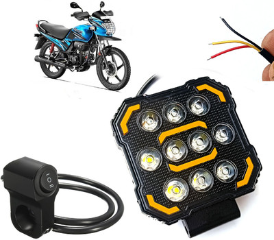 AUTO PEARL 10Led DRL Bike Off-Road Vehicle Light Auxiliary White & Yellow with Switch B67 Fog Lamp Motorbike LED for Hero (12 V, 24 W)(Passion Pro, Pack of 1)