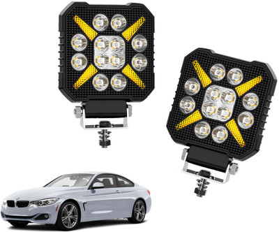 AUTO PEARL 4 Inch Square Luminous X-Shaped Auxiliary Amber DRL Spot Light for Car A004 Back Up Lamp Car LED for BMW (12 V, 30 W)(4 Series, Pack of 2)