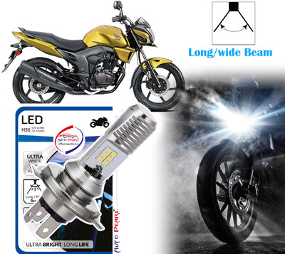 AUTO PEARL 2-Side 12Led Chips Motorcycle Bulb 7500K-12V-9W wide Beam Ultra Bright White B91 Headlight Motorbike LED for Honda (12 V, 9 W)(CB Trigger, Pack of 1)
