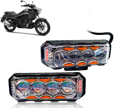 AUTO PEARL 4 Lens Yellow/White & Multi Flicker Red/Blue High Beam Led M069 Fog Lamp Motorbike LED for Suzuki (12 V, 30 W)(intruder 150)
