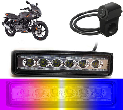 AUTO PEARL 6-inch 14LED Yellow/White/Red/Blue & Blinking Led Fog Light with Switch A56 Fog Lamp Motorbike LED for Bajaj (12 V, 24 W)(Pulsar 180, Pack of 1)
