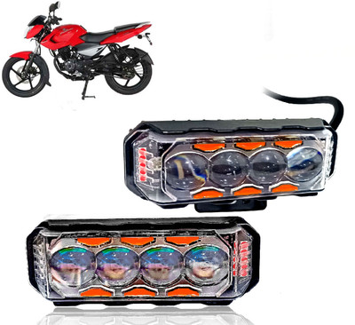 AUTO PEARL 4 Lens Yellow/White & Multi Flicker Red/Blue High Beam Led M127 Fog Lamp Motorbike LED for Bajaj (12 V, 30 W)(Pulsar 135 LS, Pack of 2)
