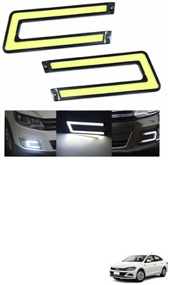 PRTEK U Shape COB LED DRL Light White 6000K Bumper DRL Lights R_252 Headlight Car LED (12 V, 60 W)(Universal For Car, Pack of 2)