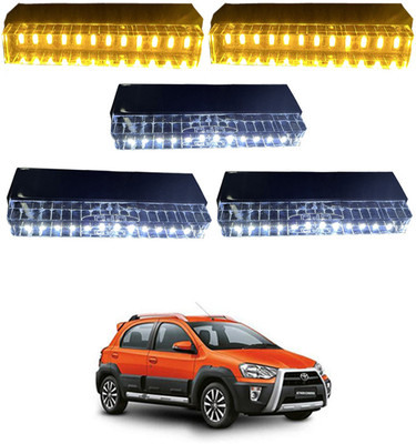 MSNP Car Roof Amber/White UFO LED Waterproof Light (Ste Of 5) Universal For Car 97 Fog Lamp Car LED for Toyota (12 V, 55 W)(Etios Cross, Pack of 5)