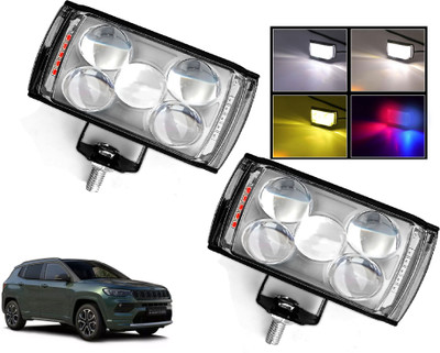 AUTO PEARL 5-EYE Lens Foglight, White, Yellow & Blue-Red Amber Auxiliary Projector Led Y009 Fog Lamp Car LED for Jeep (12 V, 15 W)(Compass, Pack of 2)