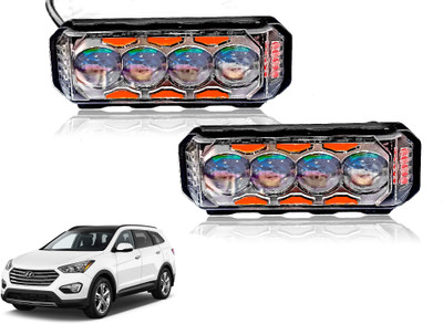 AUTO PEARL 4Lens Yellow/White & Multi Flicker Red/Blue Led for Santa Fe Fog Lamp Car LED for Hyundai (12 V, 30 W)(SantaFe, Pack of 2)
