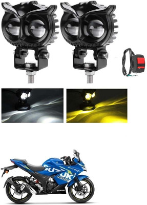 SRPHERE Motorcycle Fog LED Spot Light White Yellow Owl Fog Light For Suzuki Gixxer SF Headlight Car, Motorbike LED (12 V, 40 W)(Universal For Bike, Pack of 2)