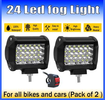 Flipkart SmartBuy 24 LED Fog Light/Work Light Bar Spot Beam Off Road Driving Lamp Cree Universal Fog Lamp Car, Motorbike LED (12 V, 72 W)(Universal For Bike, Pack of 2)