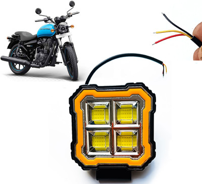 AUTO PEARL Square 4-Led DRL Car Off-Road Vehicle Light Auxiliary White-Yellow Lighting D90 Fog Lamp Motorbike LED for Royal Enfield (12 V, 24 W)(Thunderbird 500, Pack of 1)