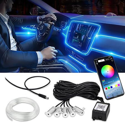 ABB RGB Sound Active Car Dashboard Lighting Kit Wireless Bluetooth APP Control-04 Car Fancy Lights(Multicolor)