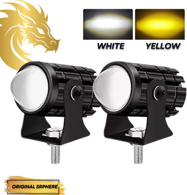 SRPHERE Motorcycle Mini Driving Light Headlight Universal Dual Color white yellow Fog Lamp Car, Motorbike, Truck, Van LED (12 V, 36 W)(Universal For Car, Universal For Bike, Pack of 2)