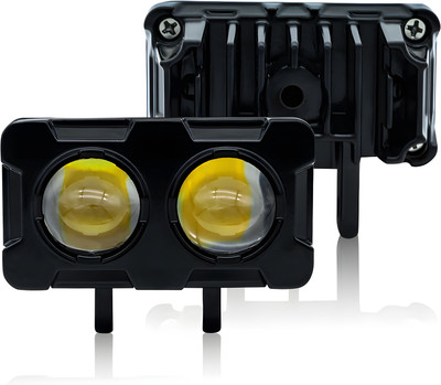 RACER'S EDGE Dual Lens Led Fog Light White & Yellow Beam with Devil Red Glow Super Bright Fog Lamp Motorbike LED (12 V, 35 W)(Universal For Bike, Pack of 1)