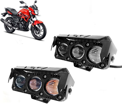 AUTO PEARL 3-Projector lens LED Dual Color White and Yellow High Beam Foglight J001 Fog Lamp Motorbike LED for Hero (12 V, 20 W)(Xtreme 200R, Pack of 2)