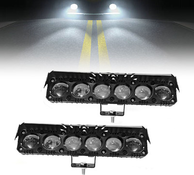 AUTO PEARL 6-Projector lens LED Dual Color White and Yellow High Beam Foglight for All Car Fog Lamp Car LED (12 V, 35 W)(Universal For Car, Pack of 2)