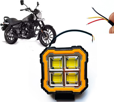 AUTO PEARL Square 4-Led DRL Car Off-Road Vehicle Light Auxiliary White-Yellow Lighting A18 Fog Lamp Motorbike LED for Bajaj (12 V, 24 W)(Avenger 160 Street, Pack of 1)