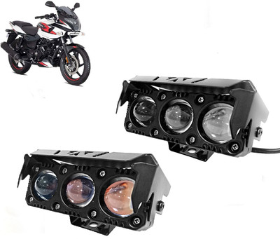AUTO PEARL 3-Projector lens LED Dual Color White and Yellow High Beam Foglight J101 Fog Lamp Motorbike LED for Bajaj (12 V, 20 W)(Pulsar 220, Pack of 2)