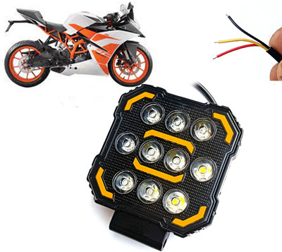 AUTO PEARL Square 10-Led DRL Car Off-Road Vehicle Light Auxiliary White-Yellow Lighting D35 Fog Lamp Motorbike LED for KTM (12 V, 24 W)(RC 200, Pack of 1)