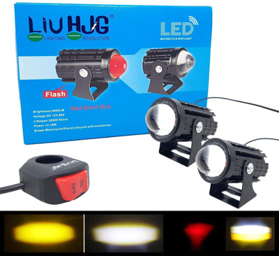 LIU HJG Mini LED 36W Fog Light With Yellow/White Red Devil Eye Fog Lamp Car, Motorbike, Truck LED (9 V, 36 W)(Universal For Bike, Universal For Car, Pack of 2)