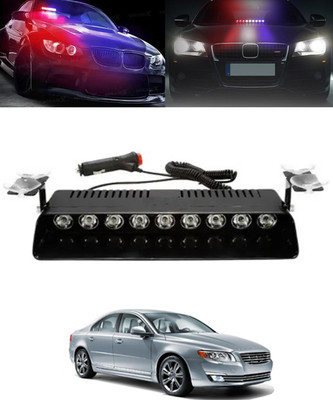 MSNP Black Universal Red/Blue 9 LED Police Flasher 12v Strob Light For Vehicle-227 Fog Lamp Car LED for Volvo (12 V, 55 W)(S80, Pack of 1)