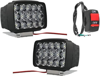 Sunriders DC Power Waterproof 15 LED Fog Head Lamp, (Pack of 2, Free On/Off Switch)-066 Fog Lamp Motorbike LED (12 V, 36 W)(Universal For Bike, Universal For Car, Pack of 2)