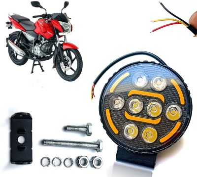 AUTO PEARL Round 8-Led DRL Motorcycle Off-Road Vehicle Light Auxiliary White & Yellow A48 Fog Lamp Motorbike LED for Bajaj (12 V, 24 W)(Pulsar 135 LS, Pack of 1)