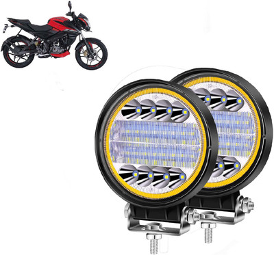 AUTO PEARL 24LED Round 3-Mode White and Yellow for Pulsar 160 NS DTS-i Fog Lamp Motorbike LED for Bajaj (12 V, 72 W)(Pulsar 160 NS DTS-i, Pack of 2)