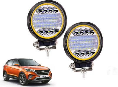 AUTO PEARL 24LED Round 3Mode Yellow/White light High Beam Led for Creta T-2 2018-2019 Fog Lamp Car LED for Hyundai (12 V, 72 W)(Creta, Pack of 2)