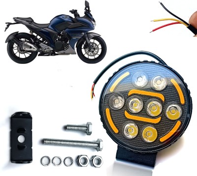 AUTO PEARL Round 8-Led DRL Motorcycle Off-Road Vehicle Light Auxiliary White & Yellow E78 Fog Lamp Motorbike LED for Yamaha (12 V, 24 W)(Fazer, Pack of 1)