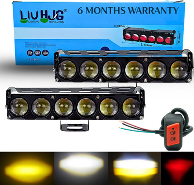 LIU HJG Yellow/White 6 LED 160 Watt Fog Light With Devil Eye Fog Lamp Car, Motorbike, Truck, Van LED (12 V, 160 W)(Universal For Bike, Universal For Car, Pack of 2)
