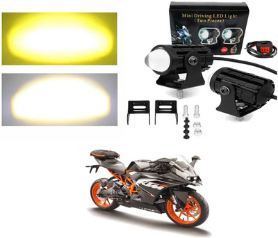 PRTEK Bike LED High Power Dual Color Mini Driving Lights with Switch X33 Fog Lamp Car, Motorbike, Van LED (12 V, 12 W)(A4, Pack of 2)