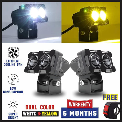 ABB Super Bright LED Fog Light With Dual Lens White | Yellow With High & Low Beam Fog Lamp Car, Motorbike, Truck LED (12 V, 40 W)(Universal For Bike, Universal For Car, Pack of 3)