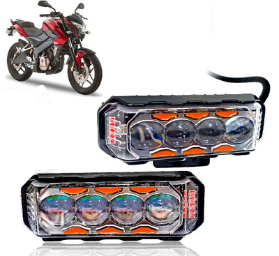 AUTO PEARL 4 Lens Yellow/White & Multi Flicker Red/Blue High Beam Led for Pulsar 180 NS Fog Lamp Motorbike LED for Bajaj (12 V, 30 W)(Pulsar 180)