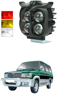 LOVMOTO Universal 4 LED Owl shape Spotlights Fog Lights Hi/Low,Red Angle & Flashing s412 Headlight Car, Motorbike LED for Toyota (12 V, 30 W)(Qualis, Pack of 1)
