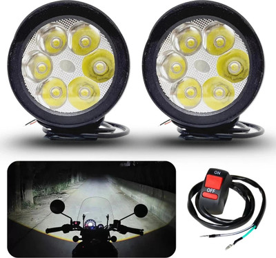 AutoPowerz 6 Led Round Cap Pair With Normal Switch Fog Lamp Motorbike, Car, Van LED (12 V, 18 W)(Universal For Bike, Pack of 3)