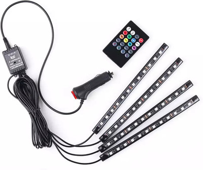 MOTO XSPEED 4Pcs 48 LED Multi Colour Music Car Strip Atmosphere and Wireless Remote Control Interior Light Car LED (12 V, 10 W)(Universal For Car, Pack of 4)