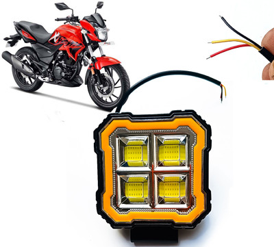 AUTO PEARL Square 4-Led DRL Car Off-Road Vehicle Light Auxiliary White-Yellow Lighting B80 Fog Lamp Motorbike LED for Hero (12 V, 24 W)(Xtreme 200R, Pack of 1)