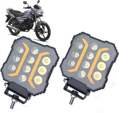 AUTO PEARL 10-LED Round White, Yellow Foglight Flashing Light, Work Spot Lights B132 Fog Lamp Motorbike LED for Honda (12 V, 30 W)(CB Shine, Pack of 2)
