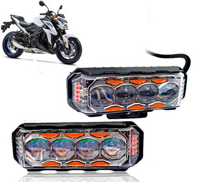 AUTO PEARL 4 Lens Yellow/White & Multi Flicker Red/Blue High Beam Led M066 Fog Lamp Motorbike LED for Suzuki (12 V, 30 W)(GSX R1000, Pack of 2)
