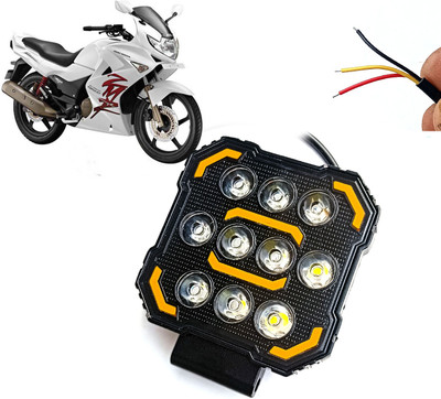AUTO PEARL Square 10-Led DRL Car Off-Road Vehicle Light Auxiliary White-Yellow Lighting B54 Fog Lamp Motorbike LED for Hero (12 V, 24 W)(Karizma ZMR, Pack of 1)