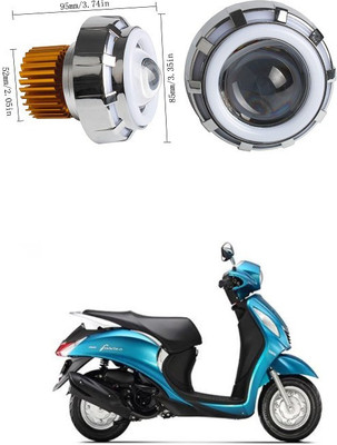 PECUNIA High/Low Beam LED Projector Lens Dual Angel Devil Eye Head Lamp 263 Headlight Car, Motorbike LED for Yamaha (12 V, 36 W)(Fascino, Pack of 1)