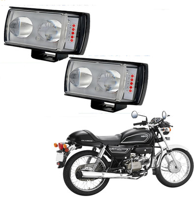 RWT Double Led White-Yellow Fog Light with Red & Blue Strobe Light With Switch-451 Fog Lamp Motorbike LED for Hero (12 V, 36 W)(Splendor Pro Classic, Pack of 3)