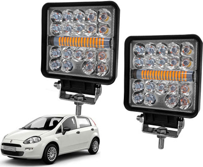 AUTO PEARL 4 inch Square 35Led Auxiliary Amber DRL Spot Light Off Road Light for Car 159 Fog Lamp Car LED for Fiat (12 V, 30 W)(Grande Punto, Pack of 2)