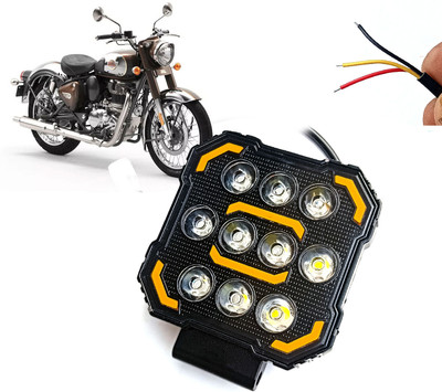 AUTO PEARL Square 10-Led DRL Car Off-Road Vehicle Light Auxiliary White-Yellow Lighting D66 Fog Lamp Motorbike LED for Royal Enfield (12 V, 24 W)(Classic 350)