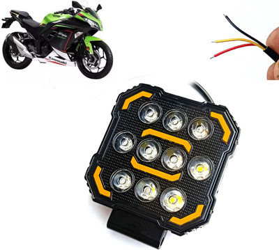 AUTO PEARL Square 10-Led DRL Car Off-Road Vehicle Light Auxiliary White-Yellow Lighting C68 Fog Lamp Motorbike LED for Kawasaki (12 V, 24 W)(Ninja 300, Pack of 1)
