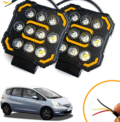 AUTO PEARL Square 10-Led DRL Motorcycle Off-Road Vehicle Light Auxiliary White & Yellow M15 Fog Lamp Car, Van, Truck LED for Honda (12 V, 24 W)(Jazz, Pack of 2)