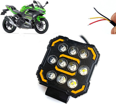 AUTO PEARL Square 10-Led DRL Car Off-Road Vehicle Light Auxiliary White-Yellow Lighting C66 Fog Lamp Motorbike LED for Kawasaki (12 V, 24 W)(Ninja 250)