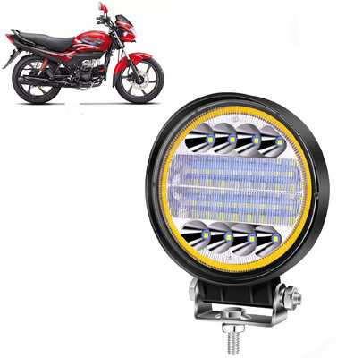 AUTO PEARL 24LED Round 3-Mode Yellow and White light High Beam Led for Passion Plus Fog Lamp Motorbike LED for Hero (12 V, 72 W)(Passion Plus, Pack of 1)