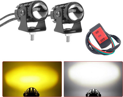 AutoPowerz Mototrcycle Mini Yellow/White 40 Watt LED Fog Light Fog Lamp Motorbike LED (9 V, 40 W)(Universal For Bike, Pack of 2)