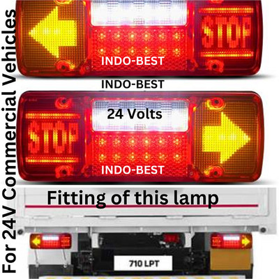 INDO-BEST Universal Tata/Ashok Leyland 4 Chamber Stop Arrow LED 24V (Set) Tail Light Truck LED for Tata (24 V, 55 W)(Universal For Car, Pack of 2)