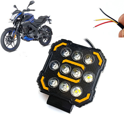 AUTO PEARL Square 10-Led DRL Car Off-Road Vehicle Light Auxiliary White-Yellow Lighting A73 Fog Lamp Motorbike LED for Bajaj (12 V, 24 W)(Pulsar 160 NS DTS-i, Pack of 1)